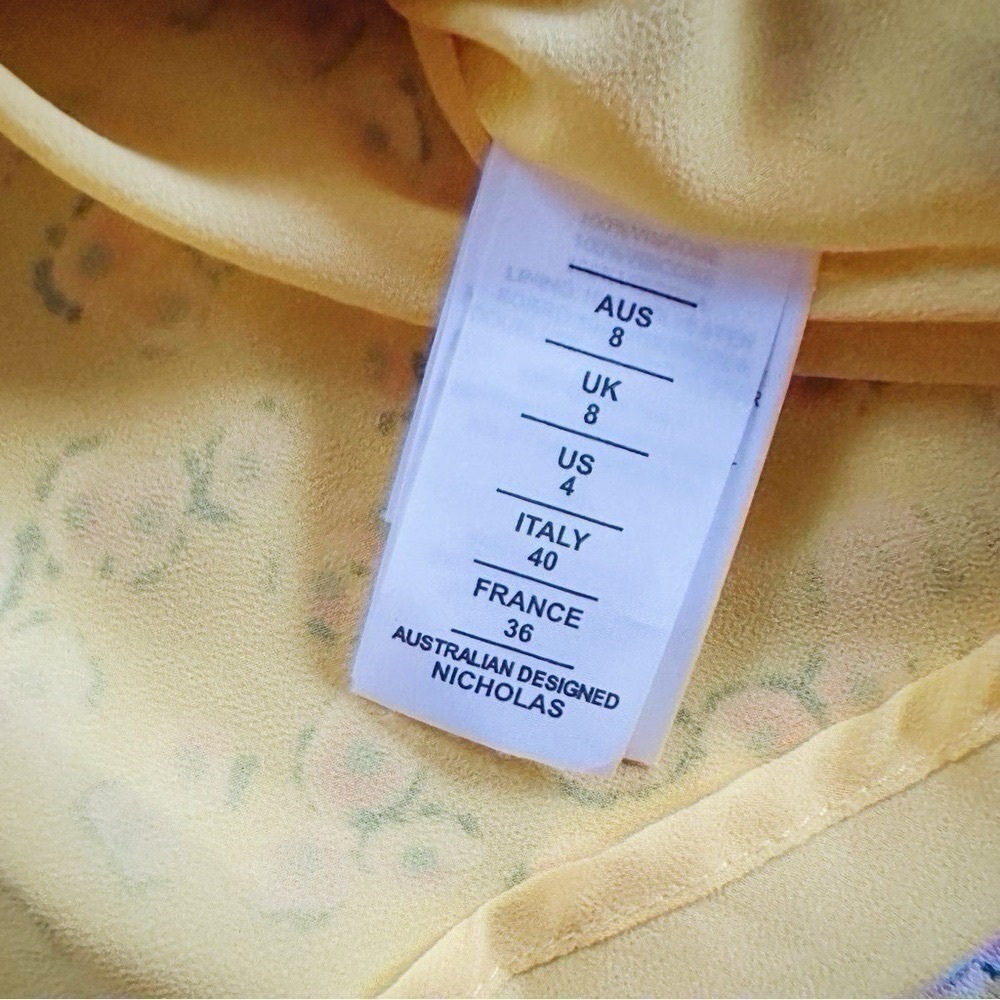 NEW Nicholas Danielle Yellow Floral Print Lace Up Mini Dress Size 4 - Picture 10 of 10